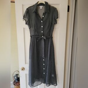J.B.S. Size 10 Excellent Used Condition Black and White Polka Dot Dress